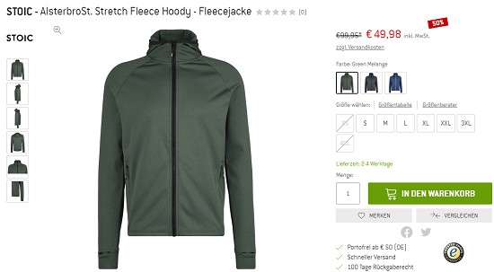 Bergfreunde Preisgrounder: 50% auf Stoic Fleecejacke