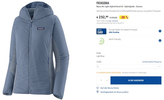 Patagonia bis zu 40% reduziert bei sportler