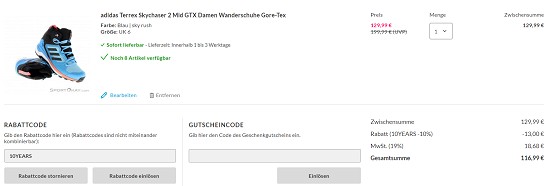 Terrex bis zu 43% reduziert bei sportokay