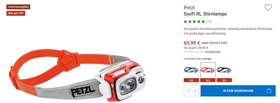 Bergzeit Hammerangebot - Bis zu 44 % auf Petzl Stirnlampen