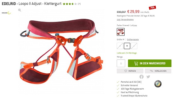 Bis zu 70% Rabatt auf Kletterdeals bei bergfreunde