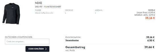 20% Rabatt on top auf Jacken - & Oberteile bei sportscheck