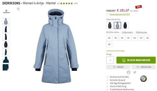 Bergfreunde Preisgrounder: 45% auf Winterjacken von Didriksons und Vaude