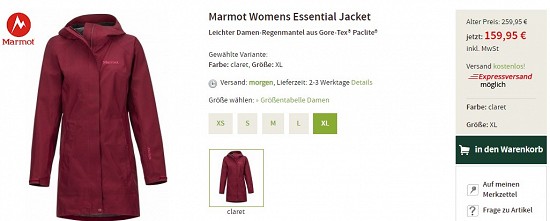 Marmot Womens Essential Jacket 159,95€ - 38% Ersparnis
