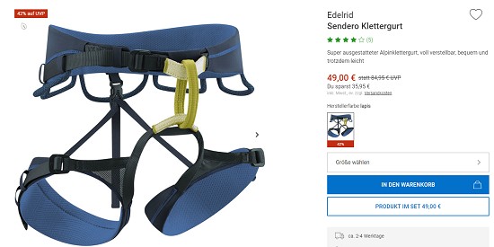 Bergzeit Hammerangebot - Edelrid bis zu 47 % reduziert