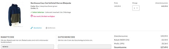 15% Rabatt auf Bekleidung & Schuhe bei sportokay