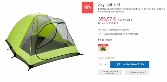 Black Diamond Skylight 359,97€ - 40% weniger