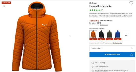 Black Deals bei bergzeit: bis zu 43% auf Salewa