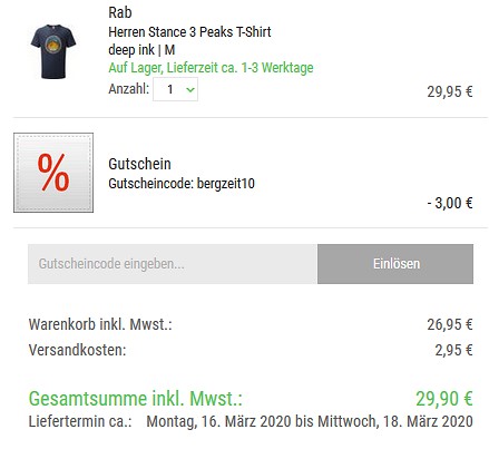 Aktion verlängert! 10% Rabatt auf aktuelle Bekleidung und Schuhe bei bergzeit