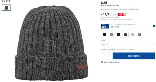 Mützen bis zu 50 % reduziert bei sportokay