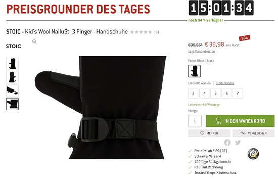 Preisgrounder bei den Bergfreunden - 60% Rabatt auf Stoic Handschuhe!