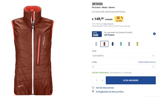 Bis zu 40% Rabatt auf Ortovox Kleidung beim Sportler