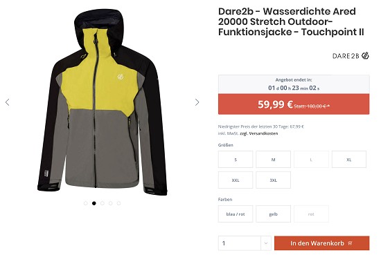 67% Rabatt bei HIVE auf eine Wasserdichte Jacke