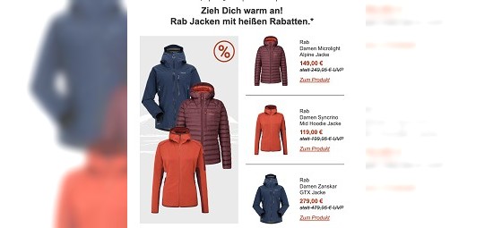 40% auf Rab Jacken bei Bergzeit