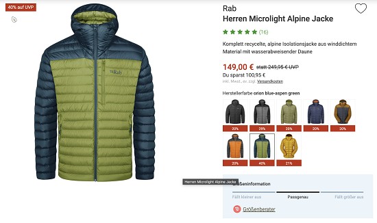 40% auf Rab Jacken bei Bergzeit