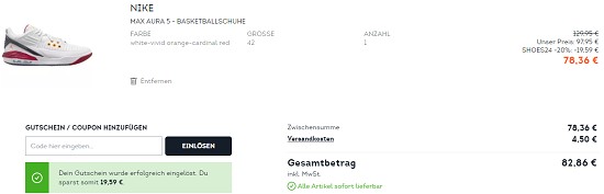 20% on top auf reduzierte Schuhe bei sportscheck