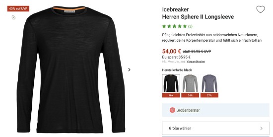 Icebreaker Oberteile mit 45% Rabatt bei Bergzeit