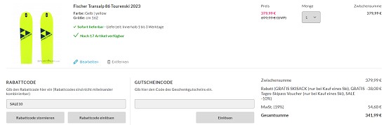 Fischer bis zu 40% reduziert bei sportokay