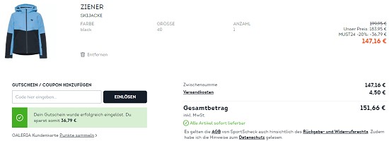 20 % Rabatt on top auf Must-Haves für den Wintersport bei sportscheck