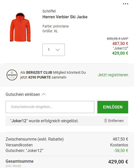 12% Extra-Rabatt im Wintersale-Finale von bergzeit