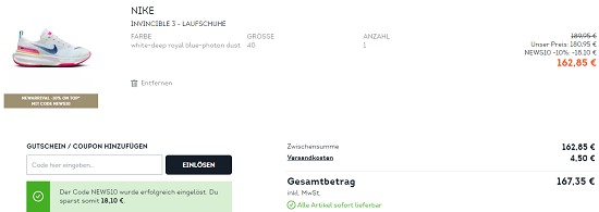10 % on top auf Neuheiten bei sportscheck