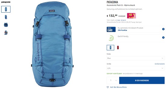 Patagonia Rucksäcke bis zu 40% reduziert bei sportler