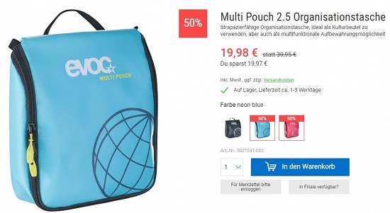 Multi Pouch 2.5 Organisationstasche 19,98€ - 50% gespart