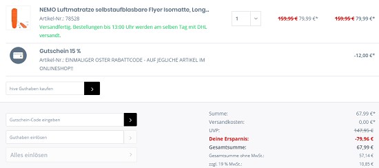 15% extra am 1. Mai bei hive-outdoor