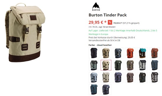 Outlet-Shopping bei rucksack.de