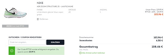 20 % Rabatt auf Running, Training und Teamsport Topseller bei sportscheck