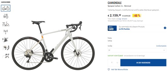 Cannondale Fahrräder bis zu 40% günstiger bei sportler
