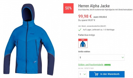 Directalpine Herren Alpha Jacke 99,98€ - 50% günstiger