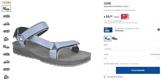 Spare 41% auf Lizard Sandalen beim Sportler
