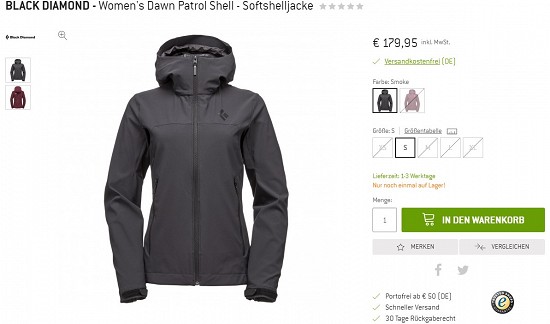 Black Diamond - Women's Dawn Patrol Shell - Softshelljacke 80,98€ - 55% Ersparnis