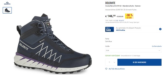Ausgewählte Wanderschuhe von Dolomite bis zu 30% reduziert bei sportler