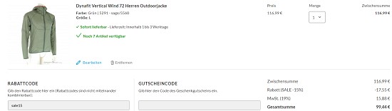 15% auf alles bei sportokay