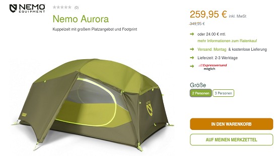 Zelte-Sale bei unterwegs