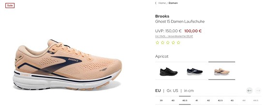 Flash Sale bei sport-schuster- Ghost 15 von Brooks für 100 € statt 150 €