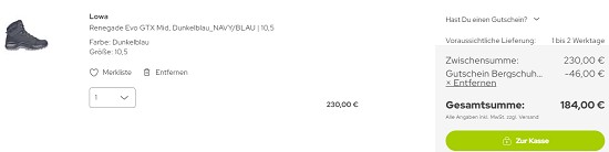 20% zusätzlich auf Bergschuhe bei sport-schuster