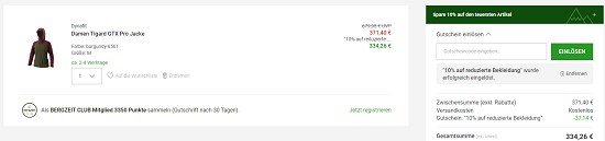 Bis zu 50 % plus 10 % auf Bekleidung on top.bei bergzeit