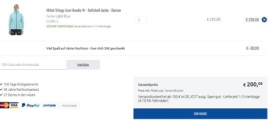 Spare 30€ im Hochtouren Artikel bei sportler