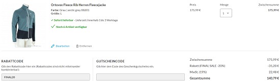 Finale Lagerräumung bei sportokay - 20% Extra-Rabatt auf alles