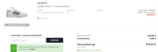 10% on top auf reduzierte Kleidung & Schuhe bei Sportscheck