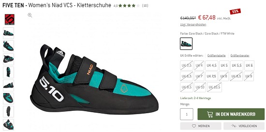 Alles rund um´s Klettern im Outlet von bergfreunde bis zu 65% reduziert