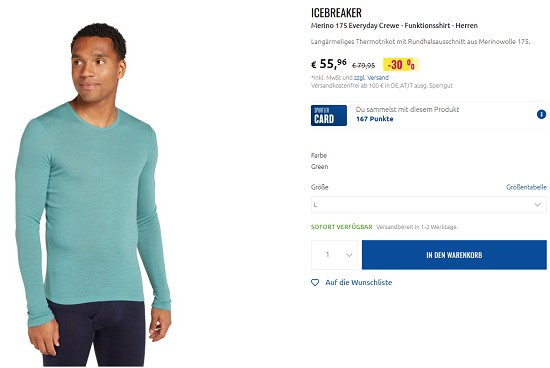 Icebreaker Sportunterwäsche bis zu 30% günstiger bei sportler