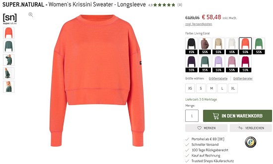 Bis zu 55 % Rabatt auf Super.Natural im Sale von bergfreunde