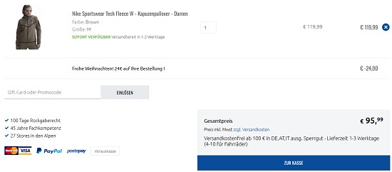 Merry XMAS-Bonus bei sportler - 24 € ab einem Mindesteinkauf von 100€