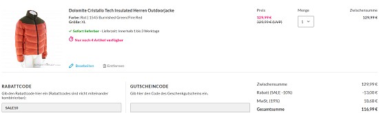 Dolomite bis zu 55% reduziert bei sportokay