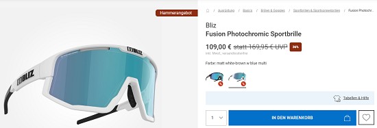 Blitz Deals bei bergzeit - 38% auf Sportbrillen