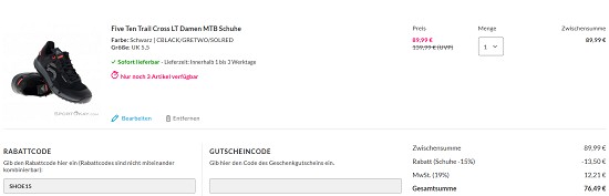 15% on Top auf Schuhe bei sportokay